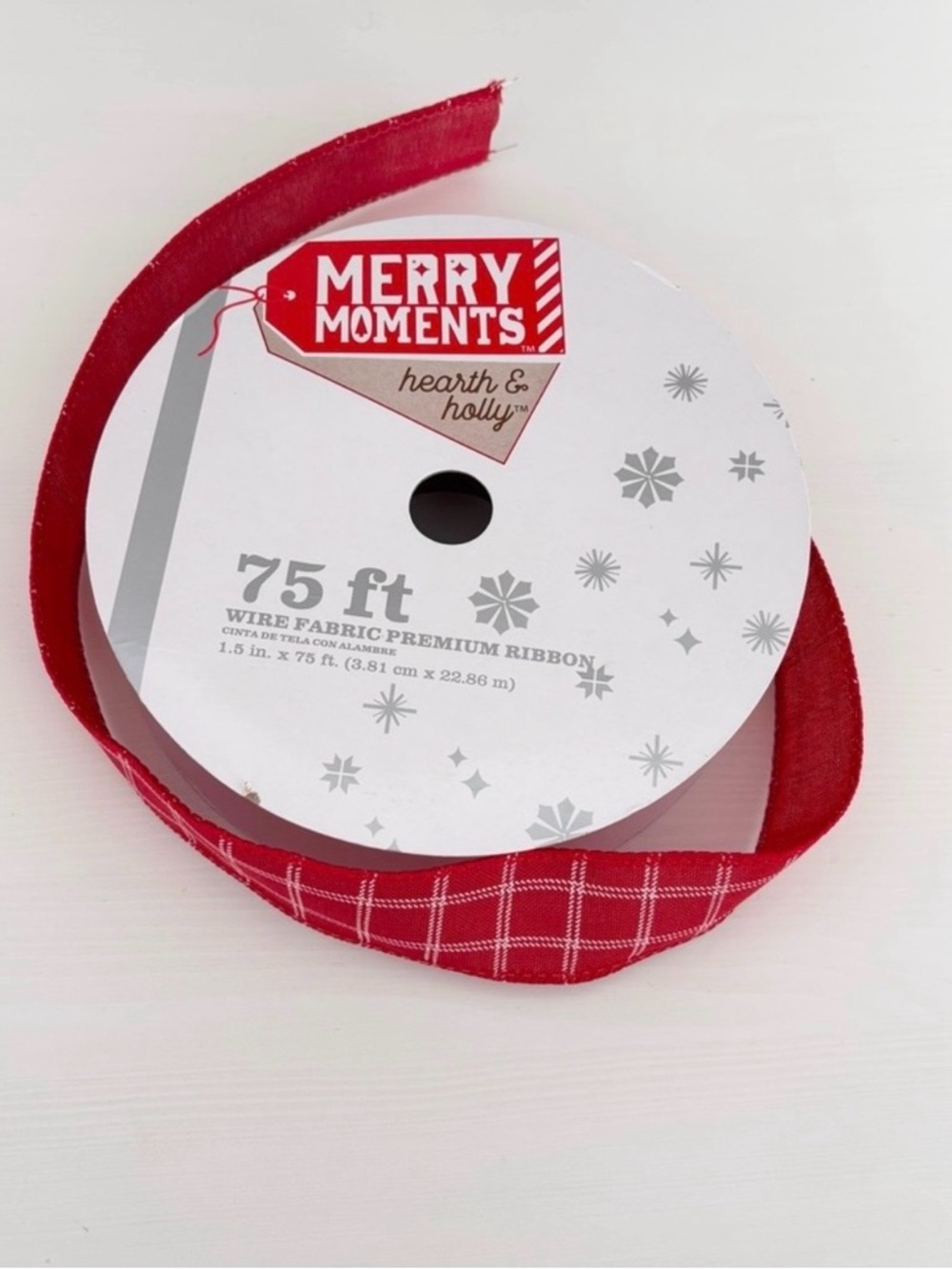 MERRY MOMENTS Red Plaid Wired Ribbon